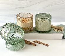 Load image into Gallery viewer, Faceted Candle Vessels filled with Essential oils and pure soy wax
