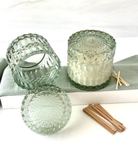 Load image into Gallery viewer, Faceted Glass Jars filled with Essential oils and pure Soy Wax
