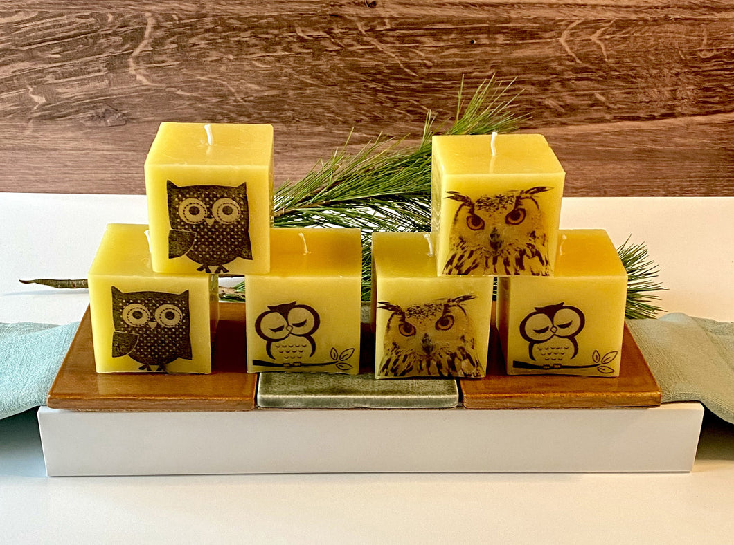 BEESWAX OWL CUBE CANDLES
